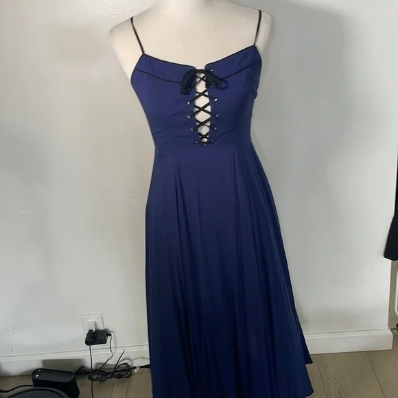NWT Urban Outfitters Cooperative midi corset tie front spaghetti strap dress - Picture 4 of 8